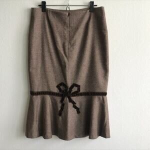 Luisa Beccaria Brown Tweed Wool Midi Skirt 44 / 8 US
